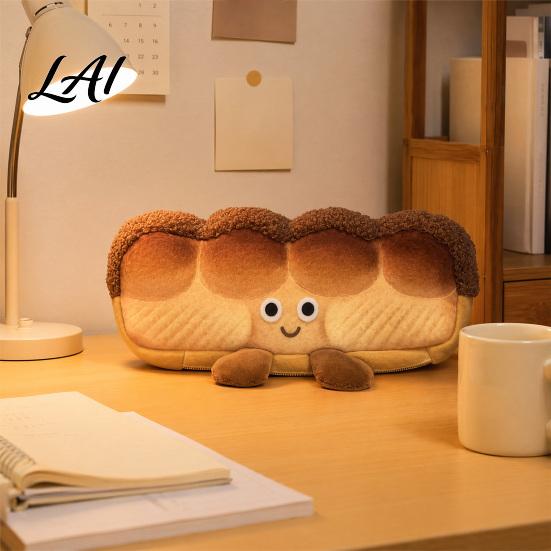 Pencil Case Cute Bread Case Plush Large Capacity Pen Pouch Zipper Soft Shaped Stationery Bag for High School Students Storage