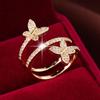 Stylish Butterfly Wrap Copper Ring: Adjustable, Full Diamond Design for Women