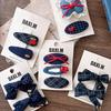 High Quality Korean Sweet Academic Hair Clip Navy Plaid Bow BB Clip for Girls Versatile Side Clamp with Polka Dots