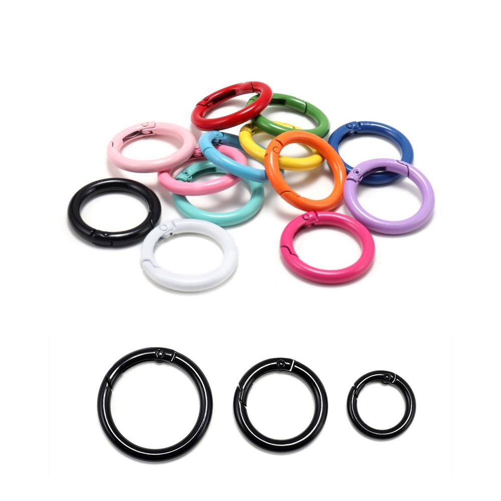 5Pcs/lot Metal Spring Gate O Ring Openable Round Carabiner Keychain Bag Clips Hook Dog Chain Buckles Connector for DIY Jewelry