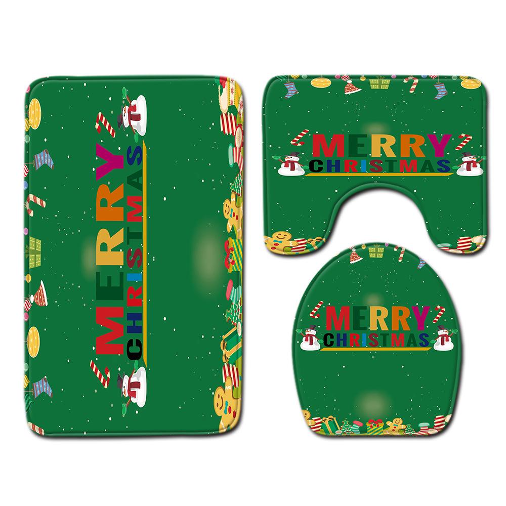 

Рождественский коврик для ванной, туалетный трехпредметный набор 45cmx75cm