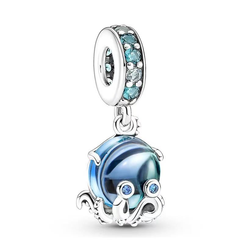 Silver Crab Turtle Mickey Castle Pendant Beaded DIY Charm