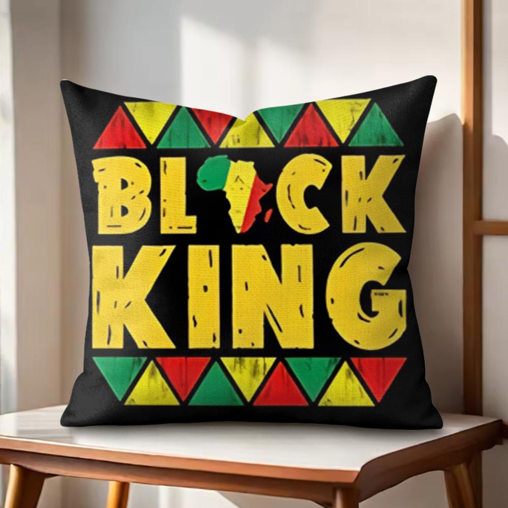 Fun Black History Month Cushion Cover Natural Linen Organic Fabric DoubleSided Printing Couch Pillow Covers Home Decor