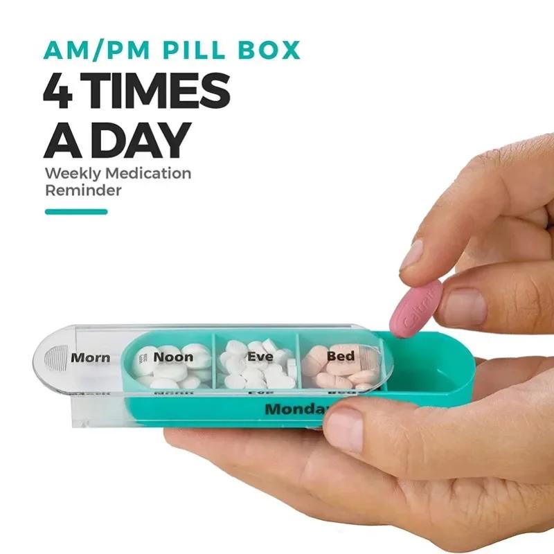 Portable 7 Days Medicine Medical Pill Box 28 Grids Weekly Pill Case Storage Box Travel Pill Organizer Pill Case