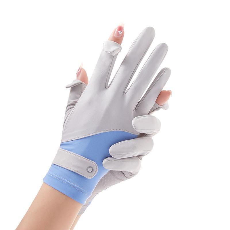 UV Protection Driving Gloves Women Lightweight Ice Silk Long Finger Anti-Slip Touchscreen Compatible Outdoor Cycling