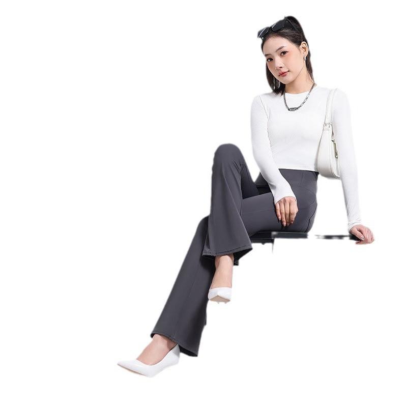 High-Waisted Stretchy Flared Leggings Women With Zipper Pocket Slim Fit Yoga Pants Wear