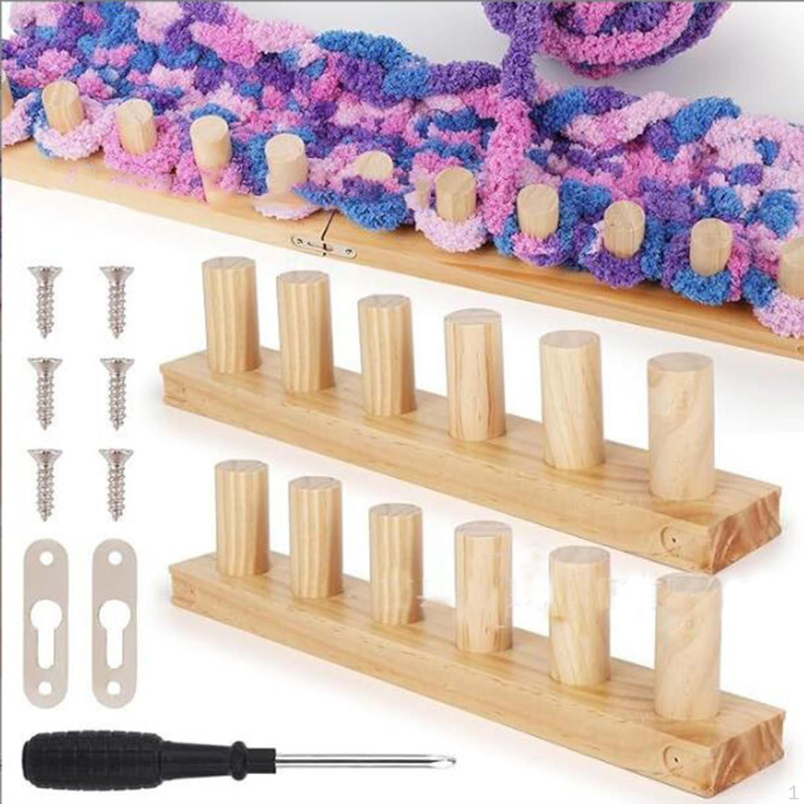 

Chunky Knit Blanket Loom with Pegs Portable Wooden Frame Hand Board for Crochet