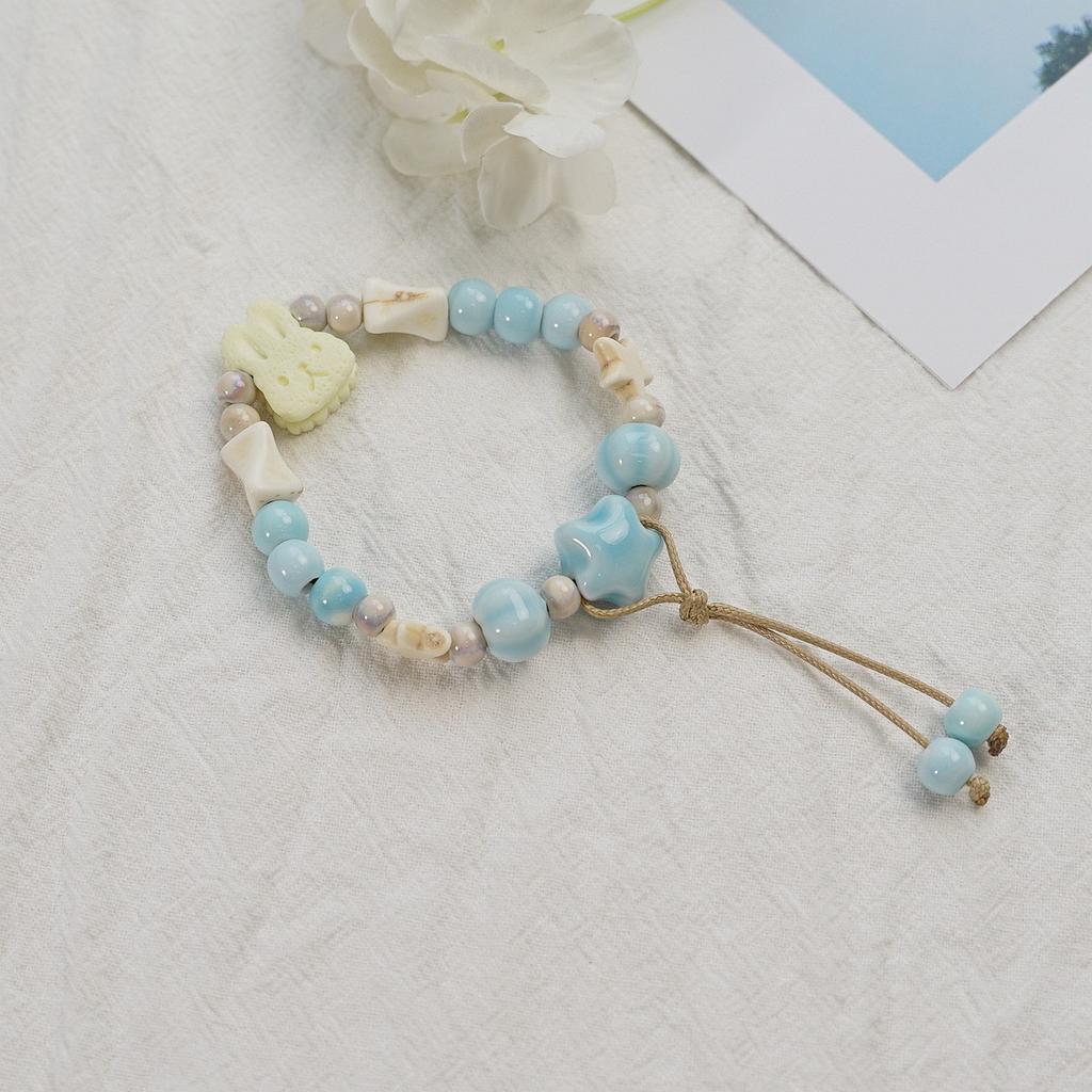 Ceramic beaded bracelet small fresh ancient style national style simple bracelet summer