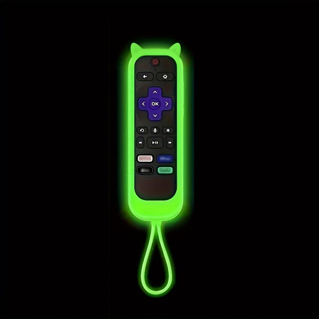 Glow in the dark cute cat's ears shaped silicone universal remote control cover with  for TCL Hisense Roku TV remote control