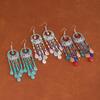 Super Fairy Tassel Long Retro Earrings Women'S Summer Ethnic Vacation Style Stud Earrings Water Droplets Colored Rice Beads Beaded Earrings
