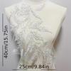 1Pc Silvery Lace Beaded Leaf Appliques Patches DIY Sewing Wedding Dress Accessories Patch