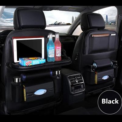 Organizador de Respaldo de Asiento de Coche con Bandeja de Mesa Plegable Bolsillos Organizadores de Almacenamiento de Cuero PU Protectores de Patadas Accesorios Interiores de Asiento