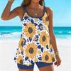 Women's Swimwear Tankini 2 Piece Swimsuit Colorful Flowers  Plant Print Vacation Bathing Suits