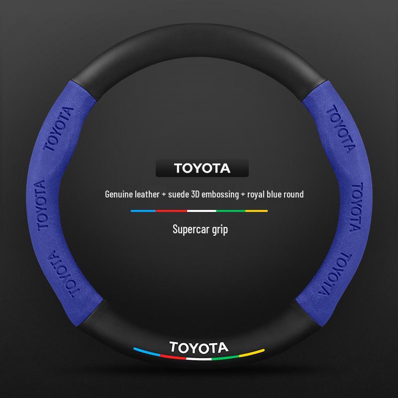 Toyota Avalon Steering Wheel Cover 2019-2024, Carbon Fiber Genuine Leather, Ultra-Thin, All-Season Universal Fit