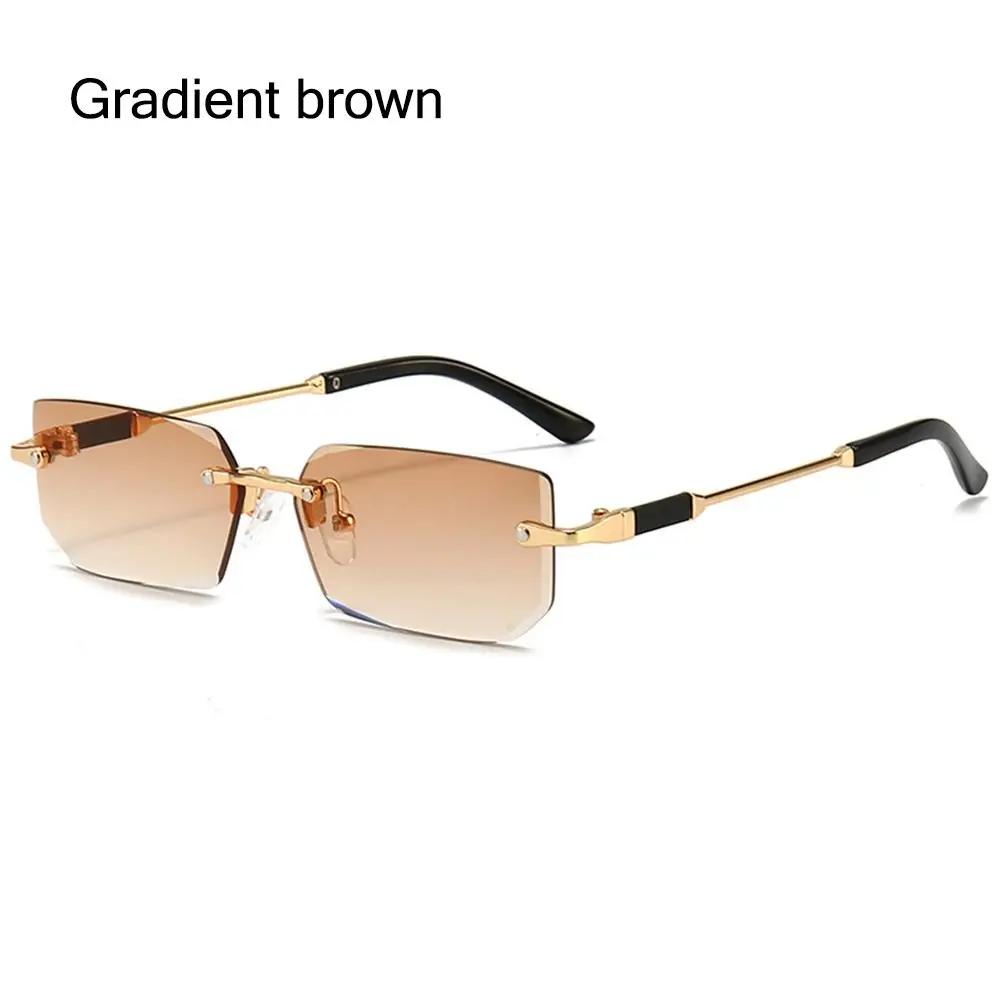 Retro Rimless Sunglasses for Women Men Trendy Frameless Rectangle Sun Glasses Retro Shades Fashion Summer Travel UV400 Eyewear