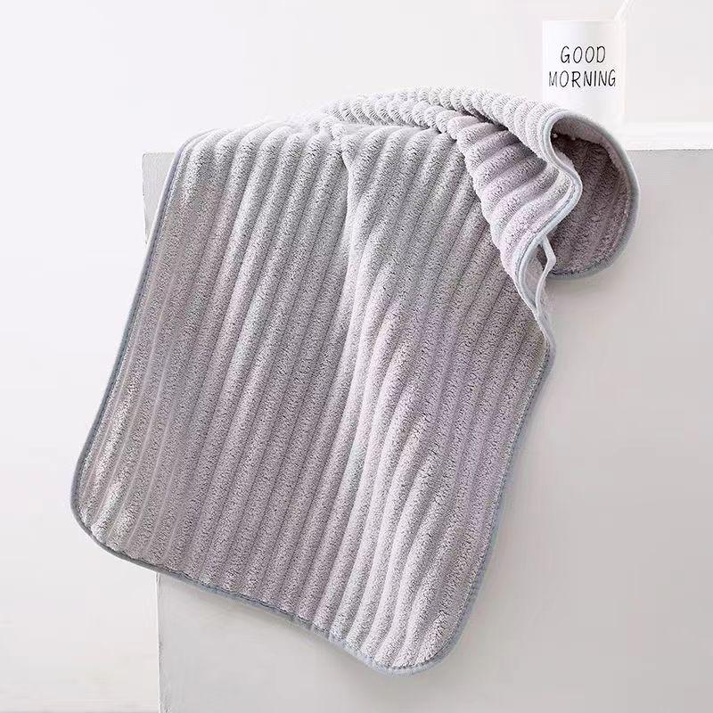 Candy Stripe Coral Fleece Towel - Thick & Soft, Water-Absorbent, Perfect for Bath, Face, and Hair Drying.