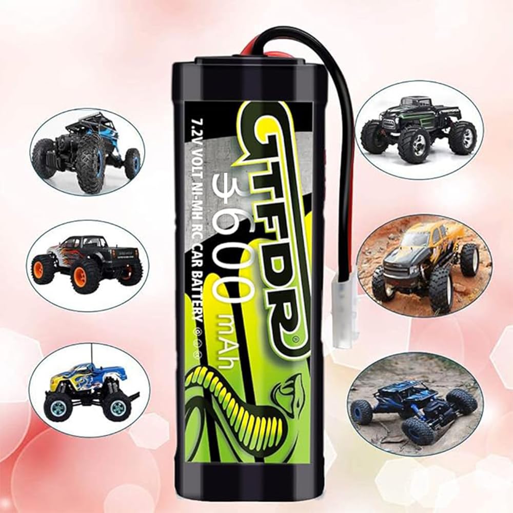 GTFDR 3600 mAh 7,2 V NiMH mit explosiver Leistung, ausgestattet mit Tamiya-Anschluss, für ferngesteuerte Autos. Ideal für Funksteuerung und auch