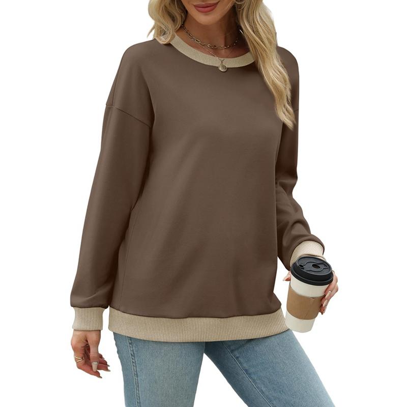 Autumn and Winter Women Round Neck Loose Long Sleeve Sweatshirt Casual Top