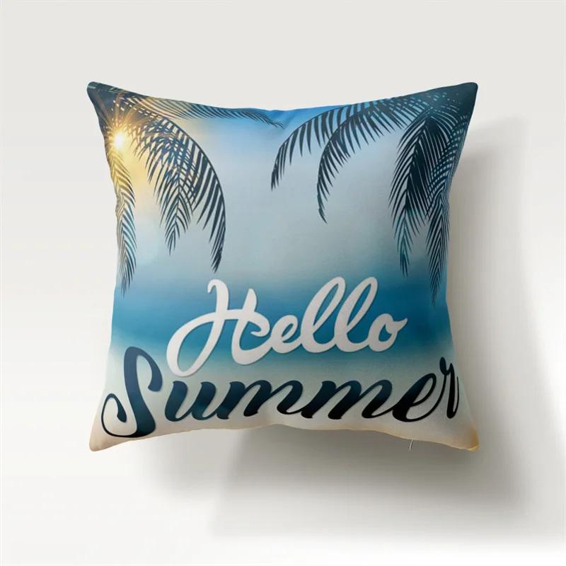 Summer Beach Sunset Landscape Pillowcase 45x45cm Sofa Chair Bedside Car Cushion Cover Bedroom Room Living  Home Decor