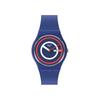 Gent Series Quartz Movement Minimalist Blue Unisex Swiss Watch 34mm Black Dial Biosource Material Case Silicone Strap SO28N703