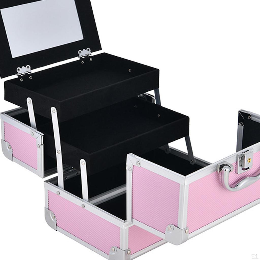 Cosmetic Storage Case with Mirror And Handle for Makeup Tools