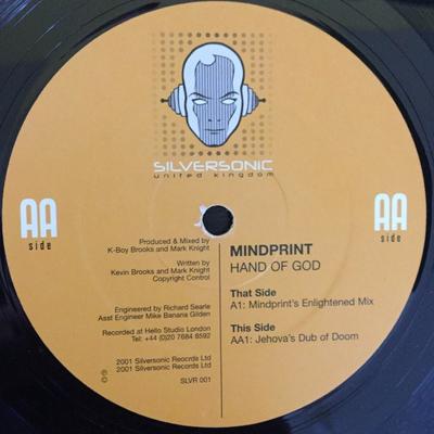 Płyta 12-calowa MINDPRINT - Ręka Boga SLVR001 Silversonic Rec 2001 UK Dance & Electronica Używana