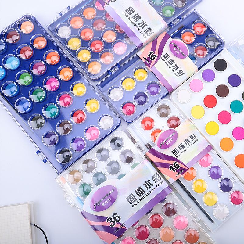 48-Color Solid Watercolor Gouache Paint Set for Beginners in Plastic Box