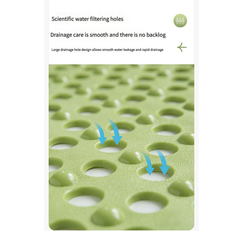 Anti-Slip Shower Mat PVC Suction Cup Pad Bathroom Floor Grip Drainage Holes Massage Foot Mat Waterproof Safety Flooring