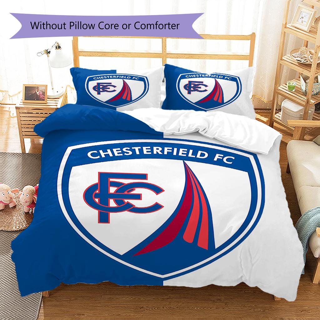 Chesterfield F.C.C Vzorované povlečení, Sada přikrývky Povlak na přikrývku Povlak na polštář Domácí Dárek k narozeninám (1 * povlak na peřinu + 2 * povlak na polštář, bez jádra)