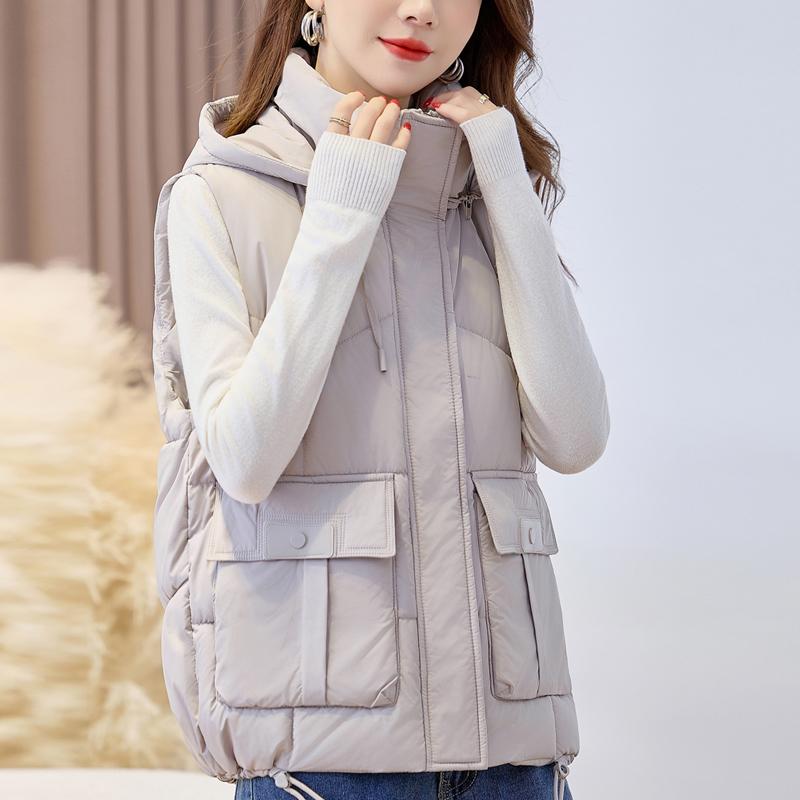Fashion Winter Women's Warm Vest Hooded Thick Casual Sleeveless Jackets Woman Short Coats