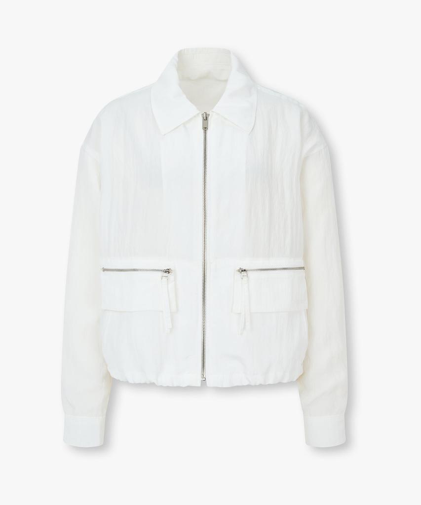 Voice Of Voices Satin Blouson Zip-Up Jumper_White 7156220005