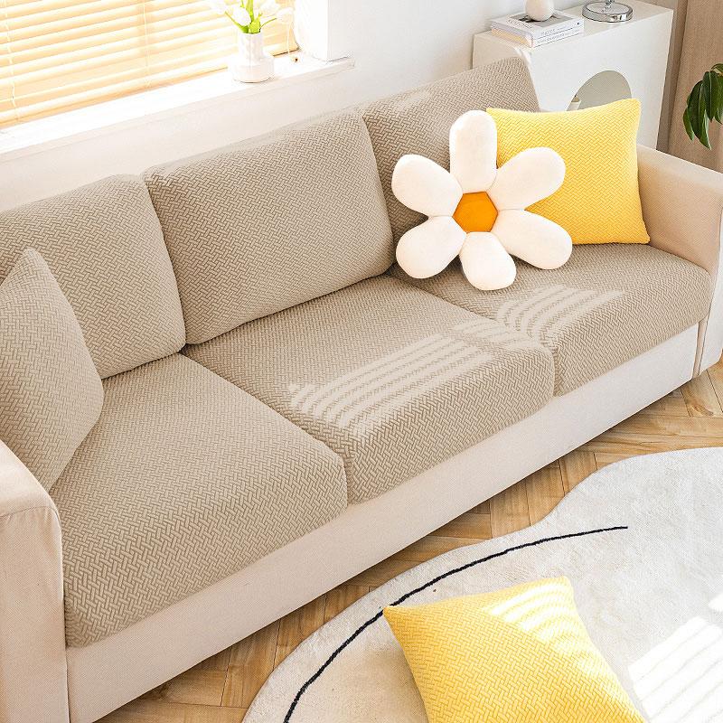 

Jacquard Sofa Cover Stretch Fabric Sofa Seat Cushion Cover For Living Room Removable Spandex Seat Case Chaise Lounge Home Pets Normal Size-S коричневый