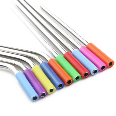 Nuovo set di marca in silicone rimovibile al 100% Copri punte in silicone Coperchio per uso alimentare Cannucce per cannucce in acciaio inossidabile da 6 mm 8 colori