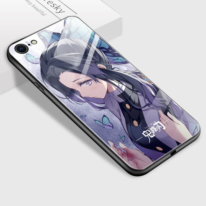 Tempered Glass Phone Case for iPhone Samsung Galaxy Infinix TPU Soft Edge Fashion Japanese Anime Patterns Shockproof Cover Cases