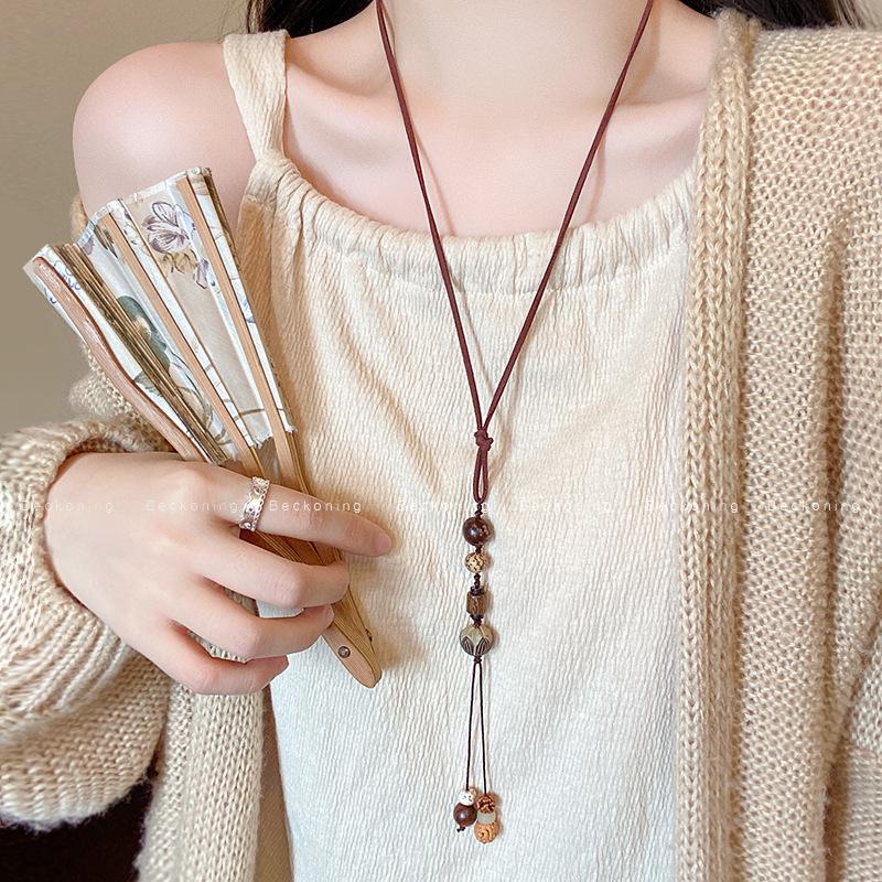 Bohemian Ceramic Necklace: Vintage Ethnic Long Sweater Chain & Zen Choker