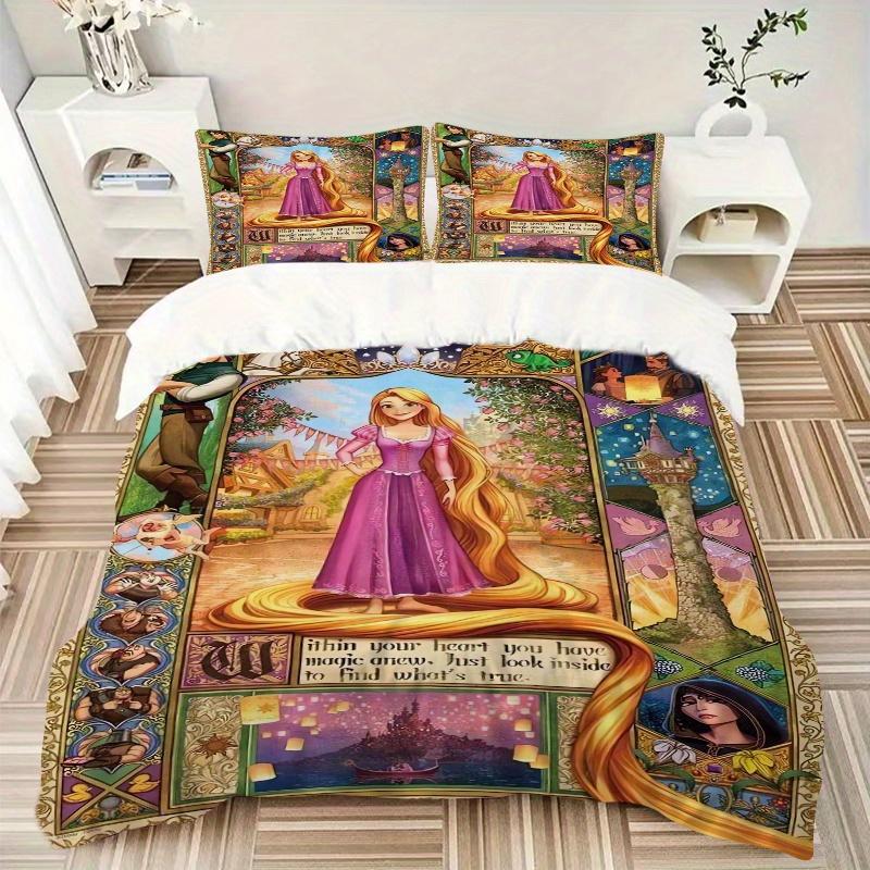 3pcs Cartoon Tangled Rapunzel Printed Bedding Set, Soft and Comfortable Quilt Cover for Bedroom B012
