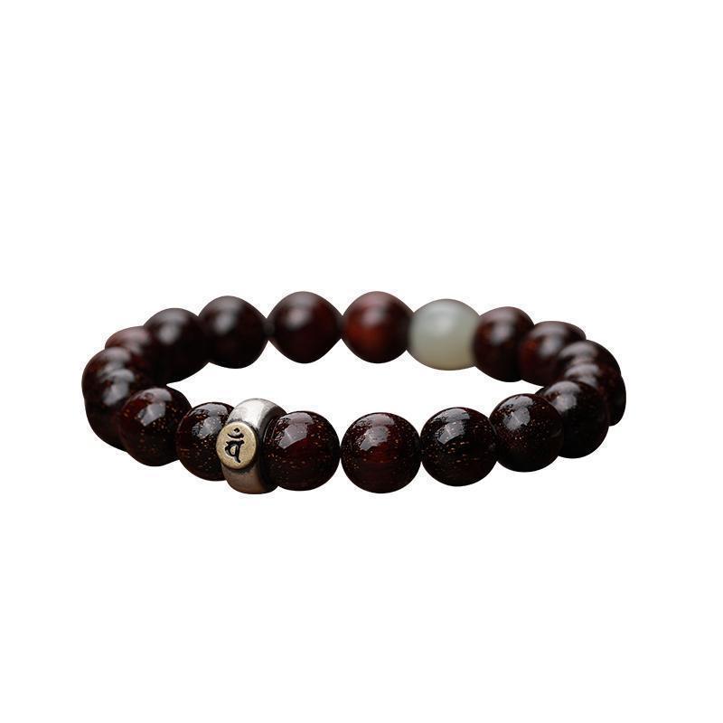 Small-leaf Rosewood and Blood Rosewood Bracelet with the 12 Zodiac Animal Buddha Beads, a Collectible Bracelet for Both Men and Women