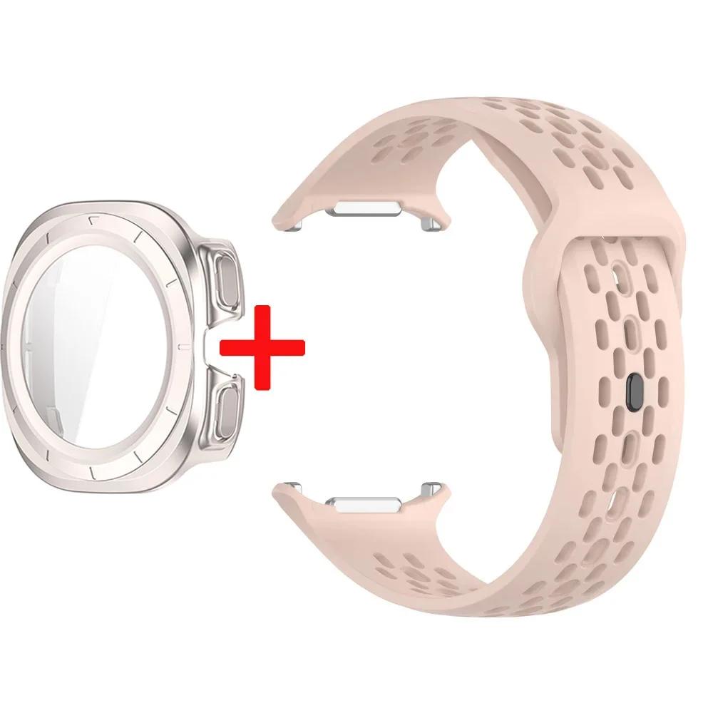 Silicone Strap+Case For Samsung Galaxy Watch Ultra 47 Sport Watchband Bracelet for Galaxy Watch Ultra Tempered Glass Cover Band
