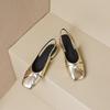 Fashion Square Toe Slingback Flat Shoes Woman Gold/silver Leather Summer Flats Women Cutout Loafers Zapatos De Mujer Ofertas 2025