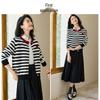 Women's Striped Heart Embroidery Knit Cardigan