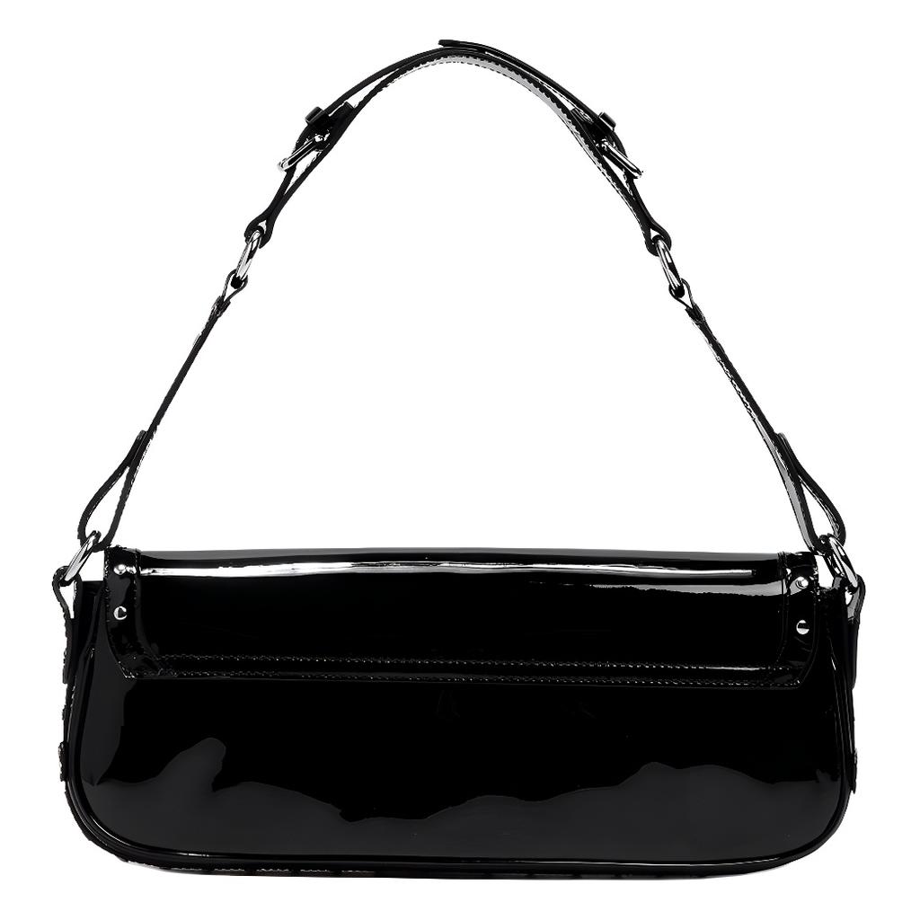 By Far Maddy Studded Magnetic Closure Flap Top Handle Shoulder Bag Women handbags Black 23CRMDDSBLPMED000BL