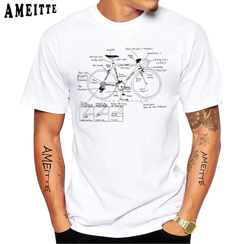 Disassemble Bicycle Parts Design T Shirt Summer Fashion Men Short Sleeve Funny Bike Print Boy
