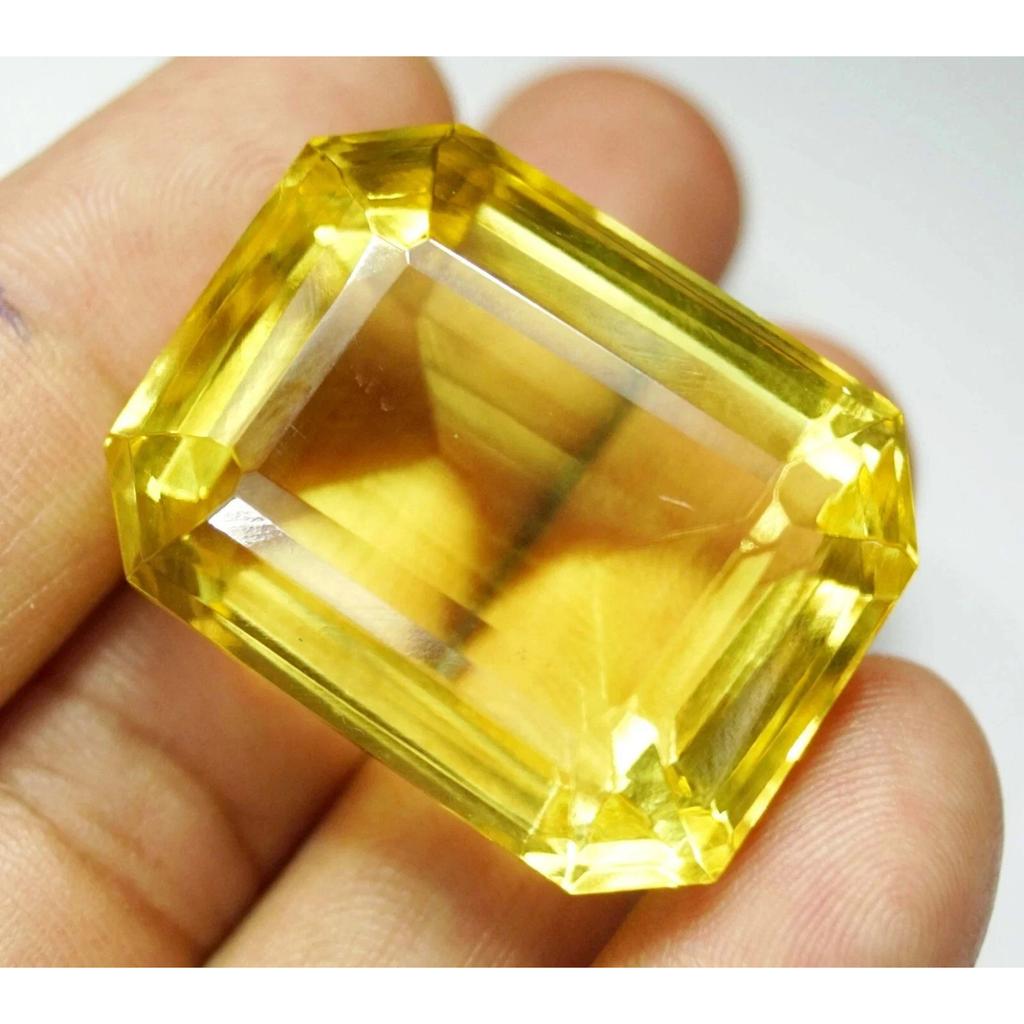 130 Ct Natural Brazilian Yellow Topaz Emerald Cut Premium Certified Gemstone