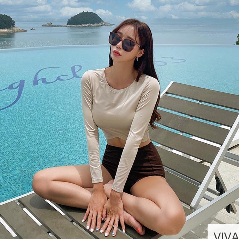 Dámský dvoudílný zeštíhlující plavkový set s vysokým pasem 2024