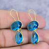 Swiss Blue Topaz Gemstone 925 Sterling Silver Jewelry Earring 1.46" M-2636