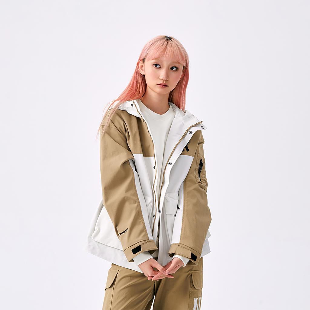 New MLB New York Yankees Basic Collection SS25 Windproof Jacket Unisex White/Khaki 3AWJB0551-50CRM