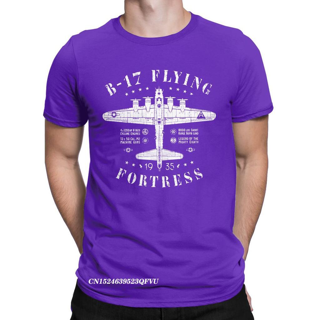 Funny B-17 Flying Fortress T-Shirts For Men Tops T Shirts Fighter Plane WW2 War Pilot Aircraft Airplane Tee Shirt Camisas