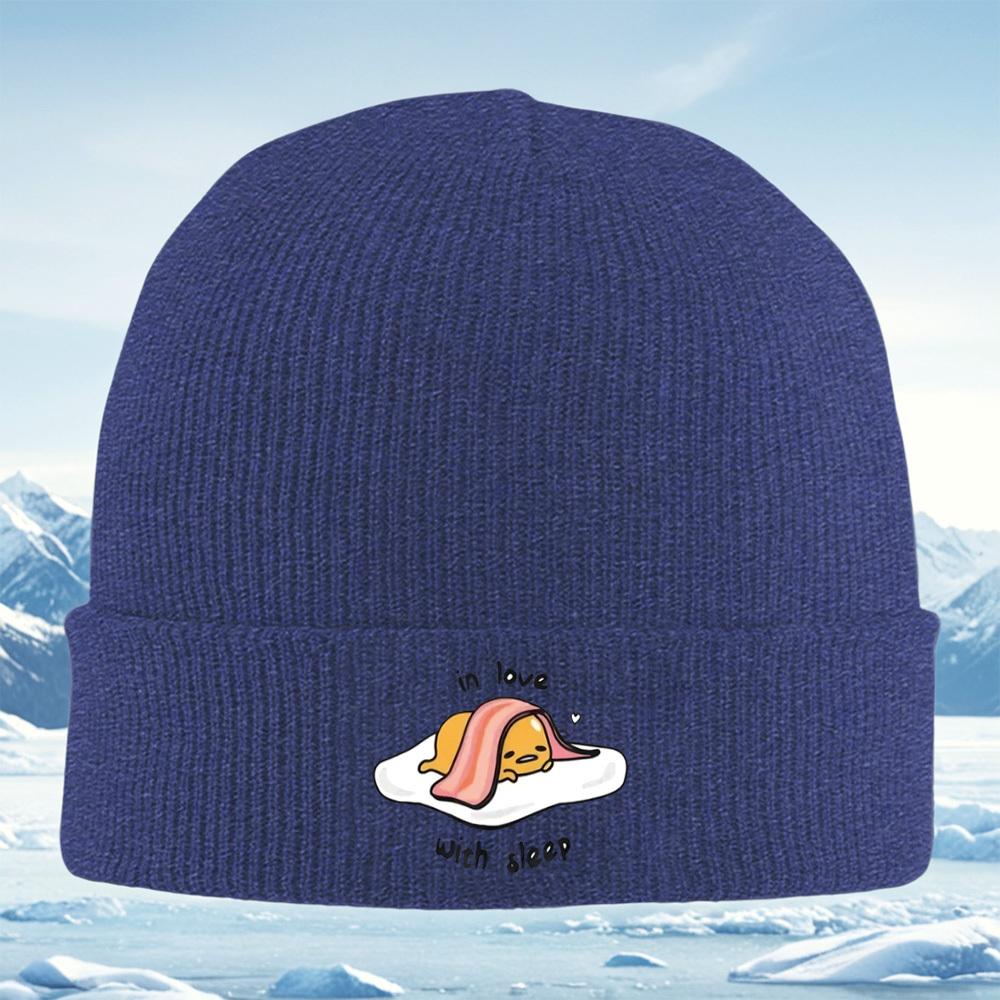 

Lazy egg bacon sleep love heart white Men Women Unisex Knitted Hat Beanie Pullover Cap Winter Thermal Warm Christmas Outdoor Cyc