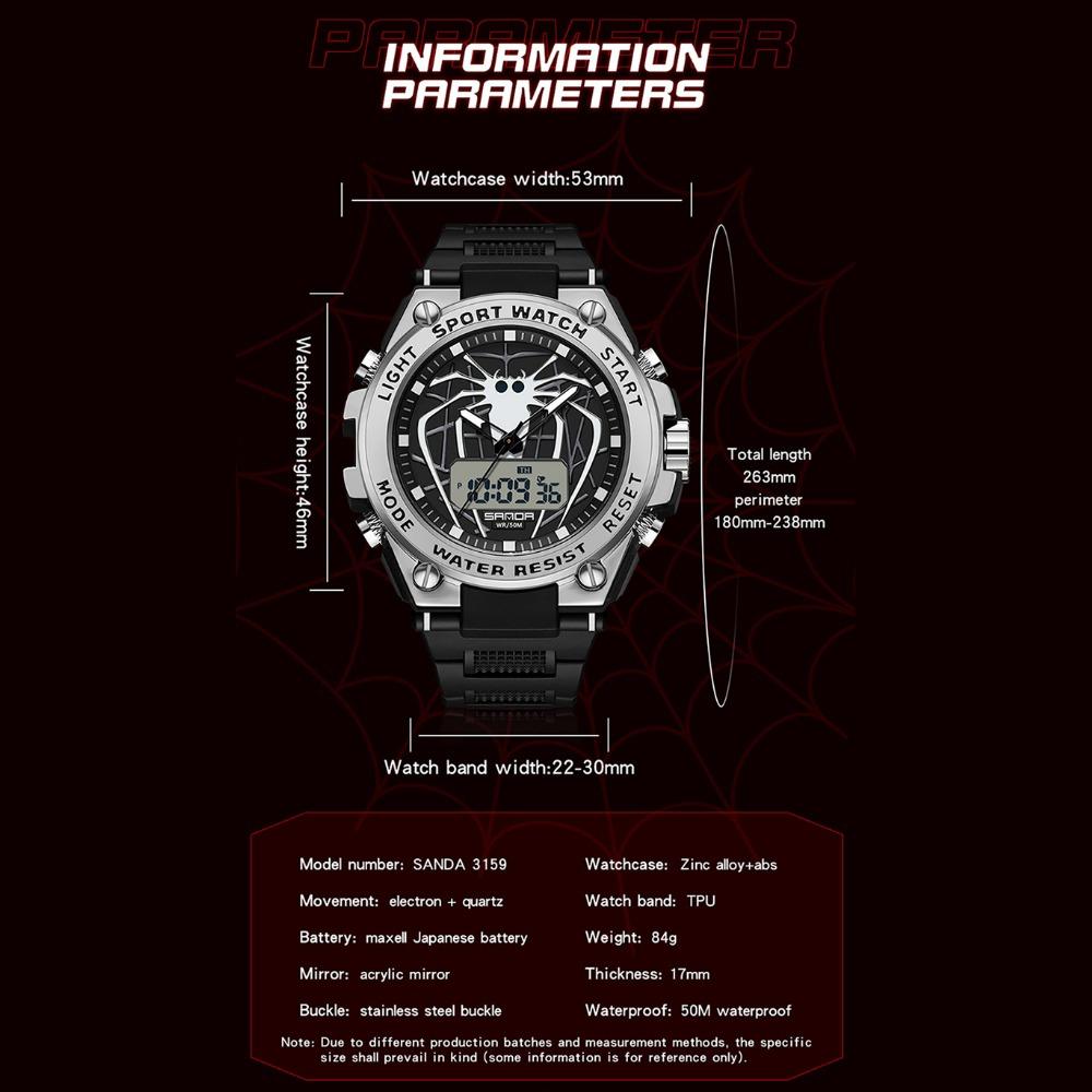 SANDA Business Fashion Trend Watch Luminous Waterproof Personalised Large Dial Watch