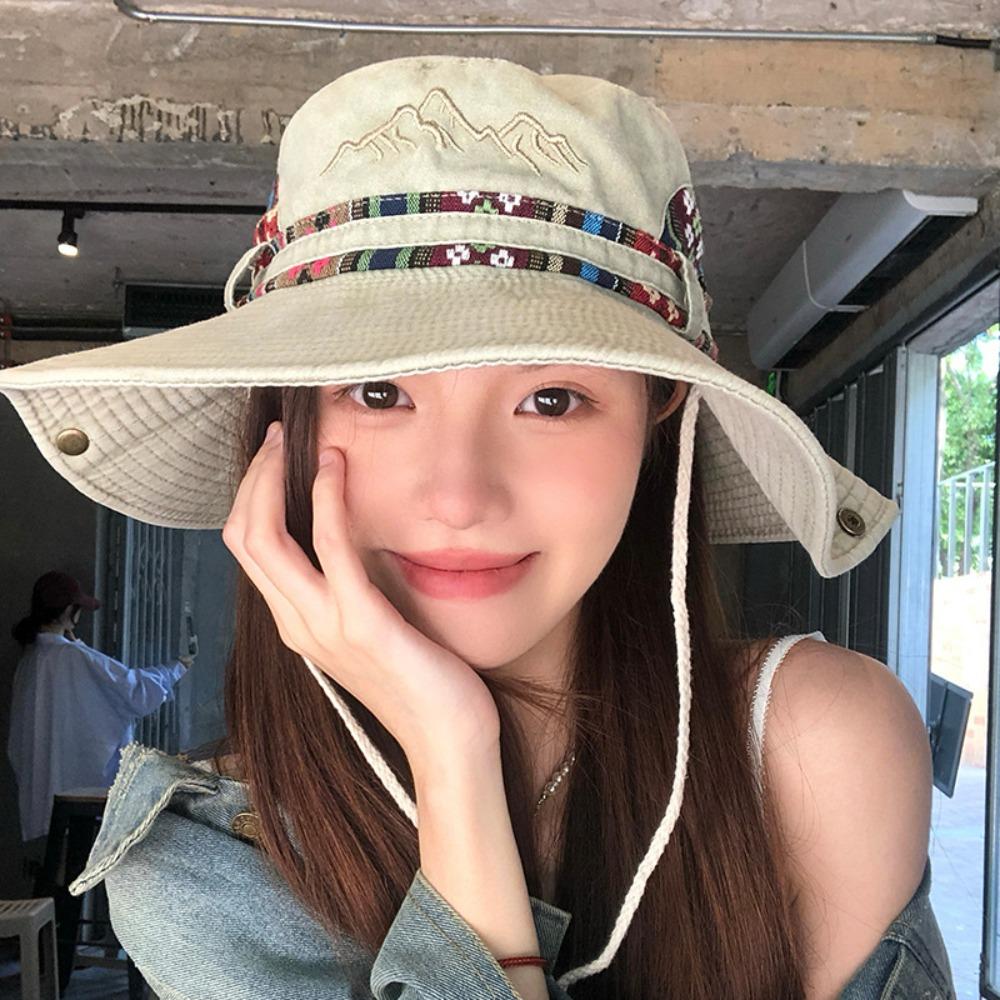 Fashion Denim Cowboy Bucket Hat Wide Brim Sun Protection Fisherman Cap Hiking Hat хаки